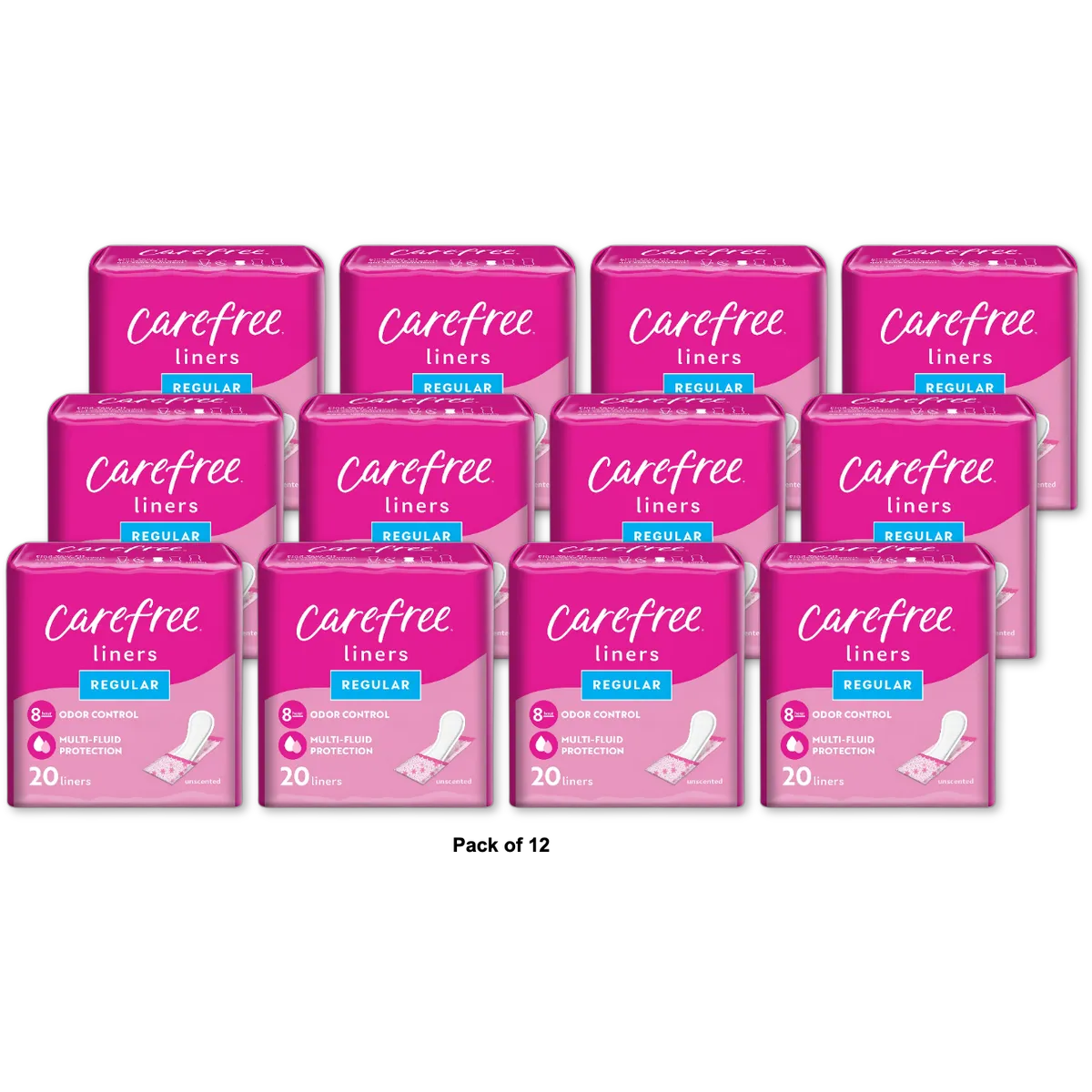 Carefree Acti-Fresh Body Shape Regular Pantiliners Unscented 1.06Oz (Pack Of 12)