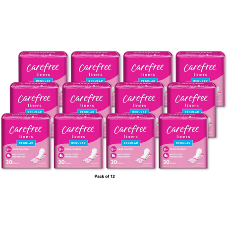 Carefree Acti-Fresh Body Shape Regular Pantiliners Unscented 1.06Oz (Pack Of 12)