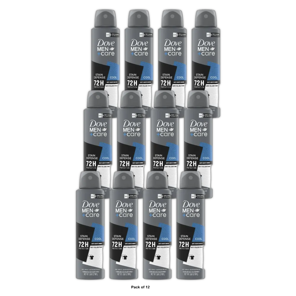 Dove Men+Care 72-Hour Stain Defense Dry Spray Antiperspirant & Deodorant Cool - 3.8 oz(Pack of 12)
