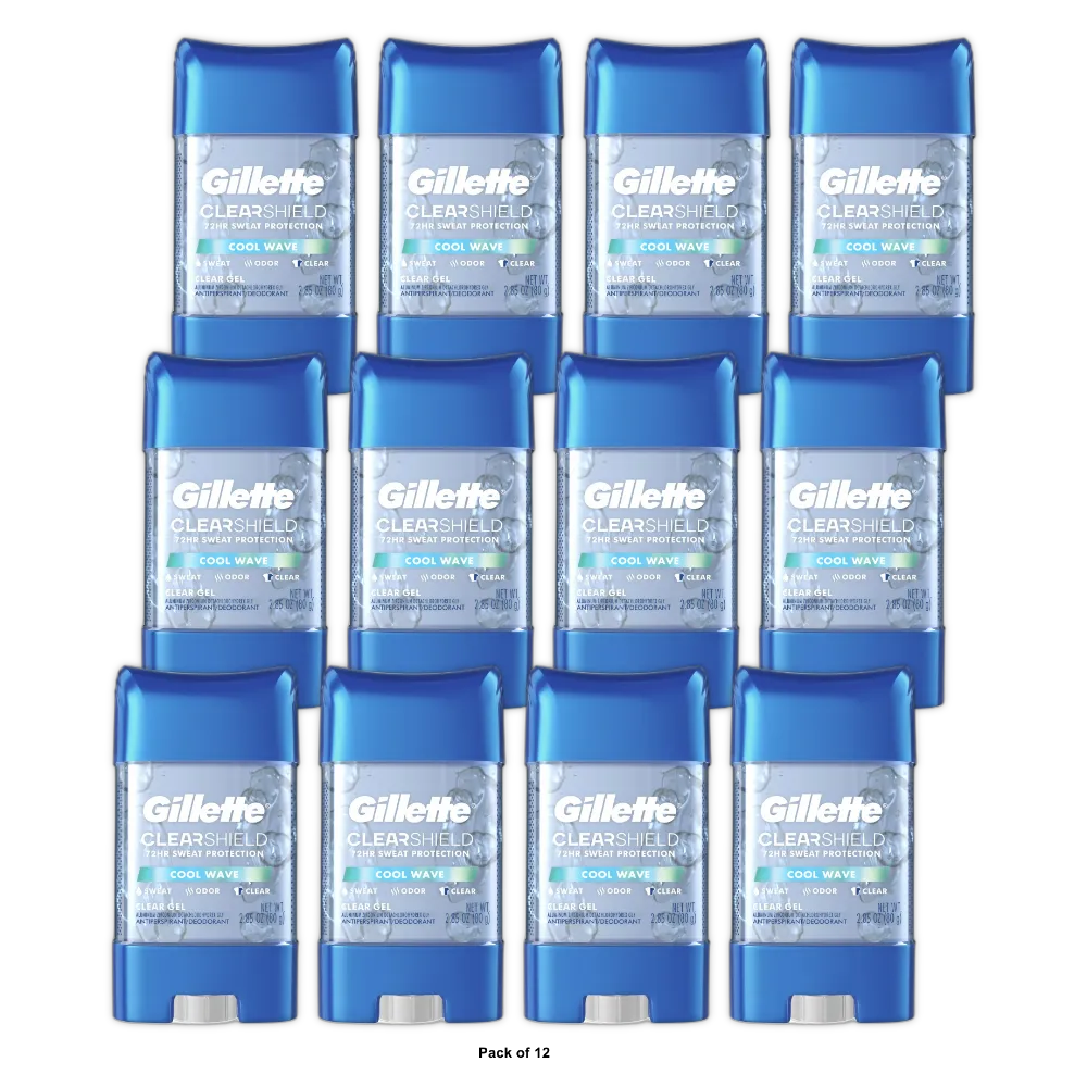 Gillette Antiperspirant and Deodorant for Men Clear Gel Cool Wave 2.85 OZ (Pack of 12)