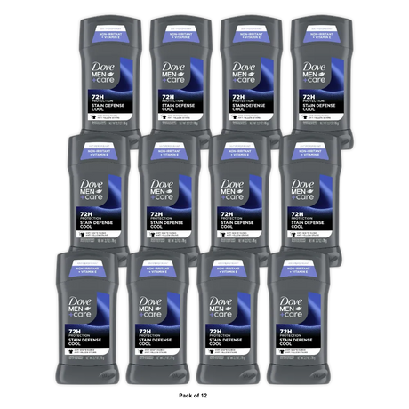 Dove Men+Care 72hr Solid Antiperspirant &amp; Deodorant Stick Stain Defense Cool - 2.7 oz (Pack of 12)