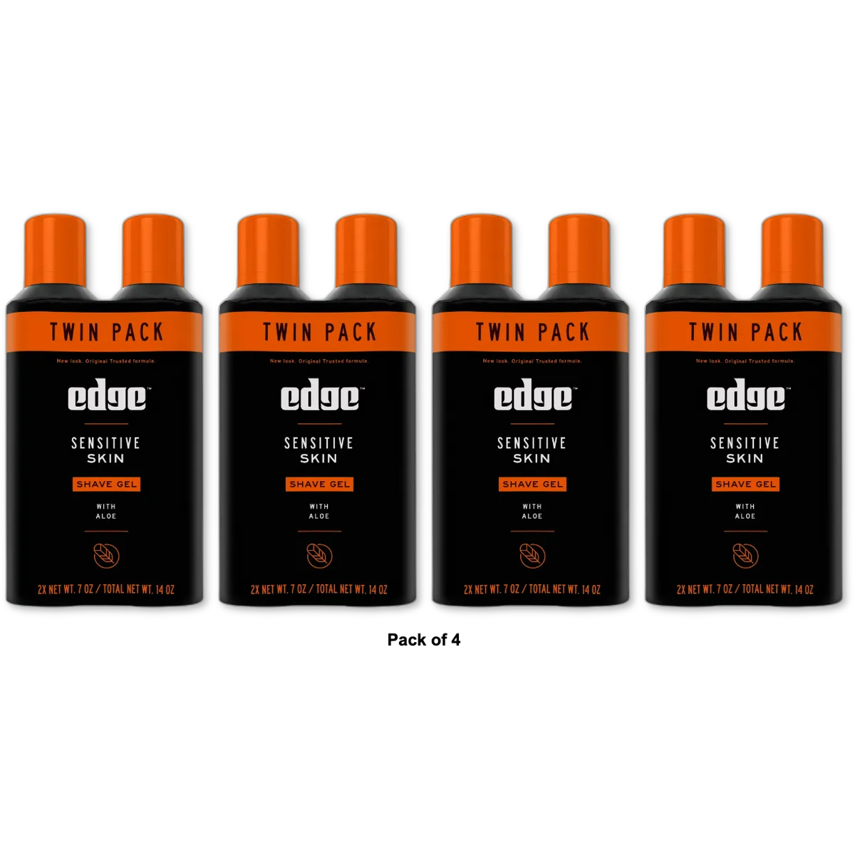 Edge Sensitive Skin Mens Shave Gel Twin Pack 14Oz (Pack of 4)