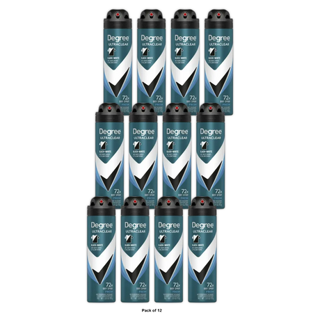 Degree Ultra Clear Long Lasting Antiperspirant Deodorant Dry Spray Fresh 3.8 OZ (Pack of 12)
