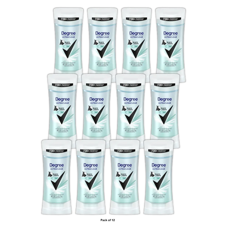 Degree Women UltraClear Antiperspirant Deodorant Black+White Pure Rain 2.6 oz (Pack of 12)