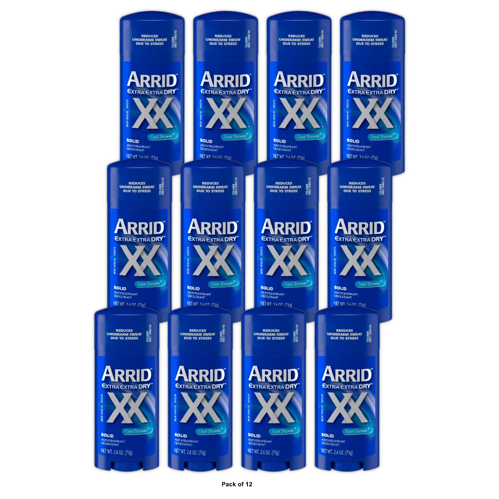 Arrid XX Extra Extra Dry Maximum Strength Antiperspirant/Deodorant Solid, Cool S 2.6 oz (Pack of 12)