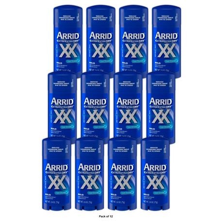 Arrid XX Extra Extra Dry Maximum Strength Antiperspirant/Deodorant Solid, Cool S 2.6 oz (Pack of 12)