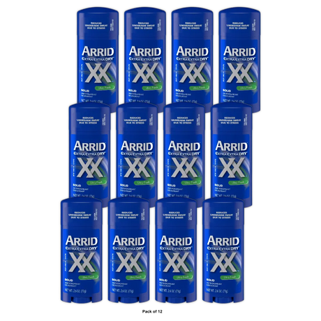 Arrid XX Extra Extra Dry Solid Antiperspirant Deodorant Ultra Fresh 2.6 oz (Pack of 12)