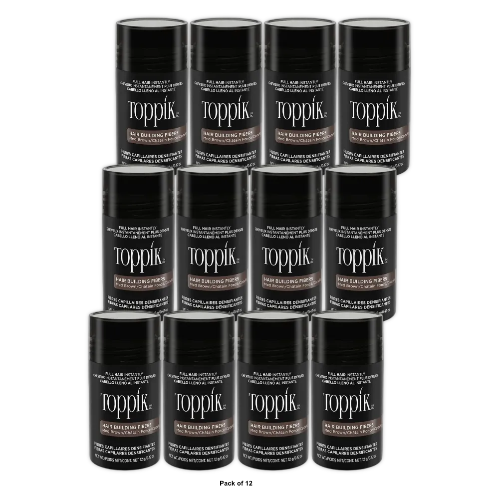 Toppik Hair Building Fibers, Medium Brown, 0.42 Oz (Pack Of 12)