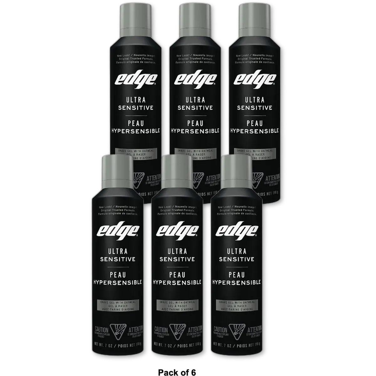Edge Ultra Sensitive Shave Gel With Oat Meal Fragrance Free 7Oz (Pack of 6)
