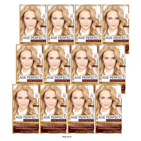 L Oreal Paris Age Perfect Hair Color 8N Medium Natural Blonde Root Cover Up (Pack of 12)