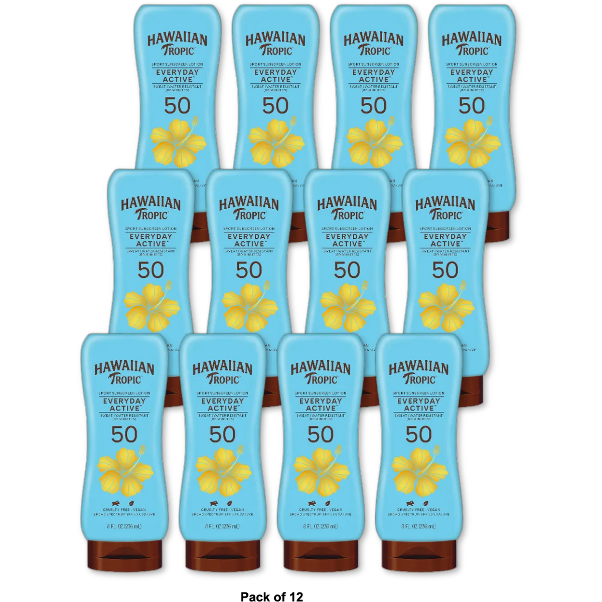 Hawaiian Tropic Island Sport Sunscreen Lotion SPF 50 8Oz (Pack of 12)