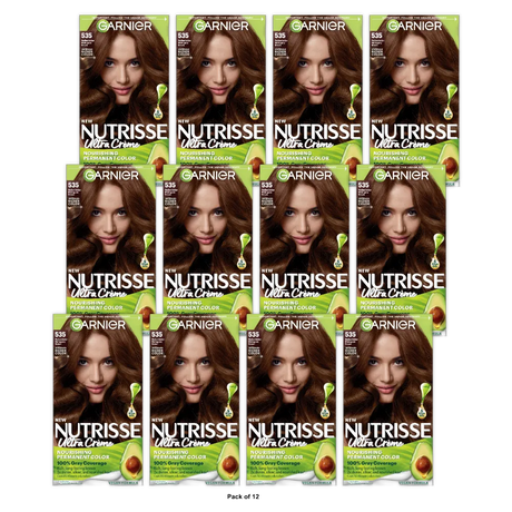 Garnier Nutrisse Nourishing Permanent Hair Color Creme - 535 Medium Golden Mahog (Pack of 12)