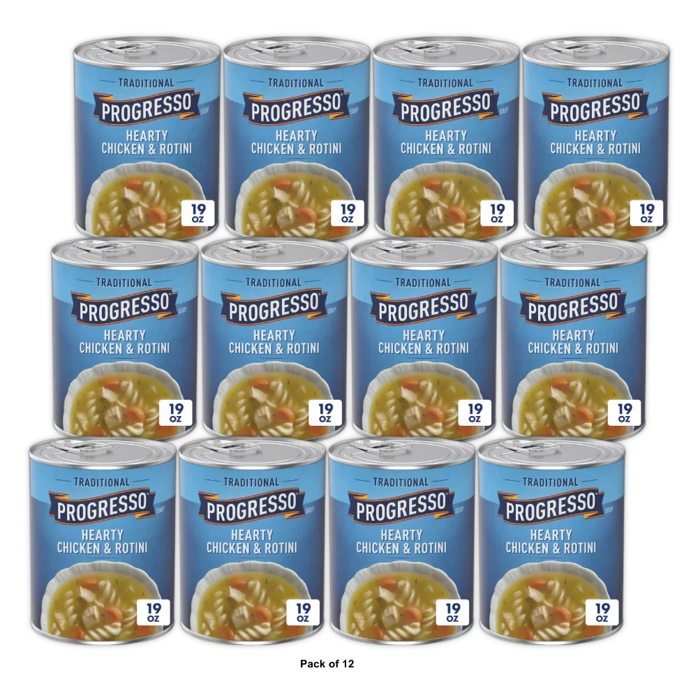 Progresso Traditional Hearty Chicken & Rotini Canned Soup 19 OZ (Pack of 12)