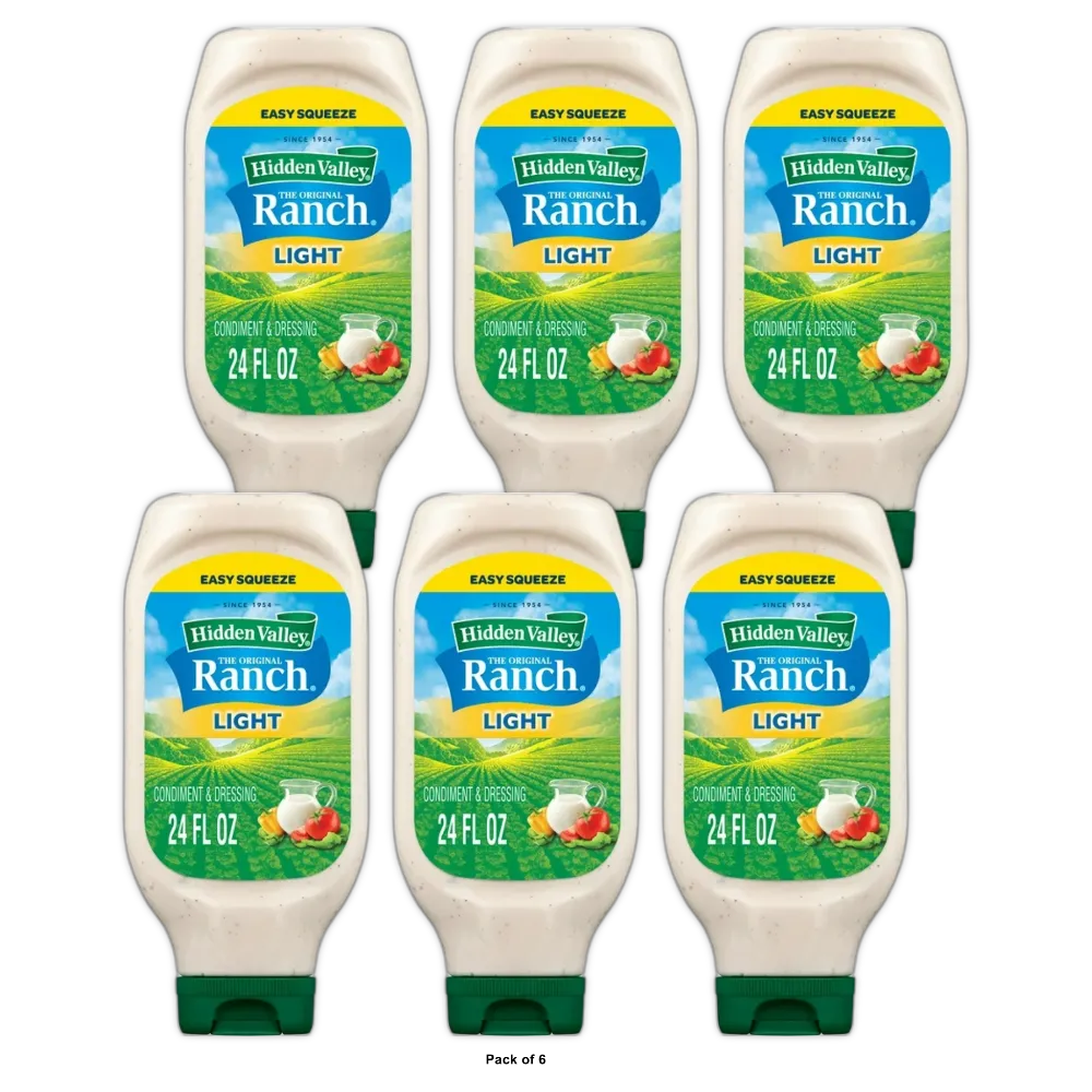 Hidden Valley Original Ranch Light Salad Dressing & Topping - Gluten Free - 24 Oz (Pack of 6)