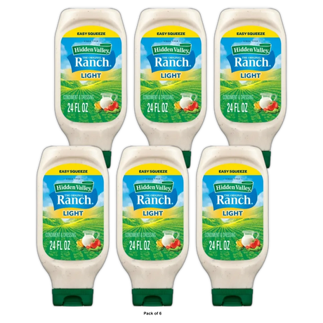 Hidden Valley Original Ranch Light Salad Dressing & Topping - Gluten Free - 24 Oz (Pack of 6)