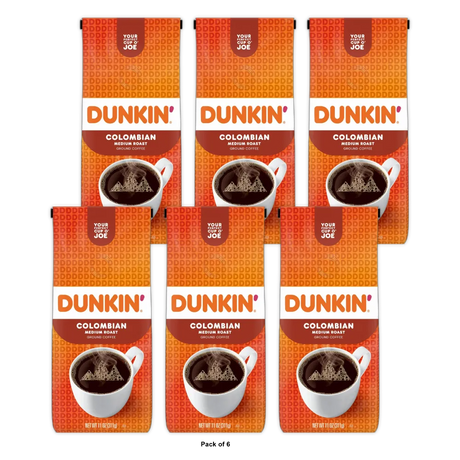 Dunkin’ Colombian Medium Roast Ground Coffee Bag 11 oz (Pack of 6)