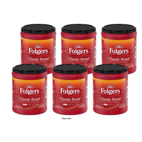 Folgers Classic Medium Roast Ground Coffee - 9.6 oz (Pack of 6)