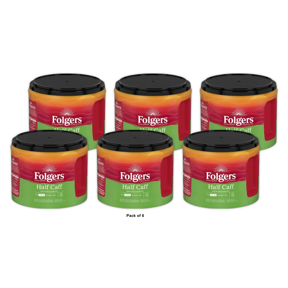 Folgers Half Caff Medium Roast Ground Coffee - 22.6 oz (Pack of 6)