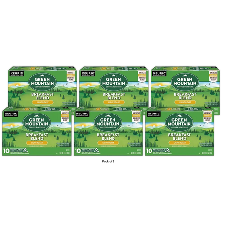 Green Mountain Coffee Roasters Breakfast Blend 10 Count (Pack of 6)