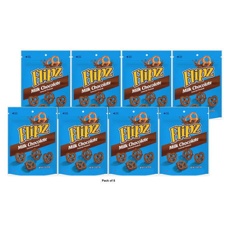 Flipz Milk Chocolate Covered Pretzels 7.5 oz (Pack of 8)