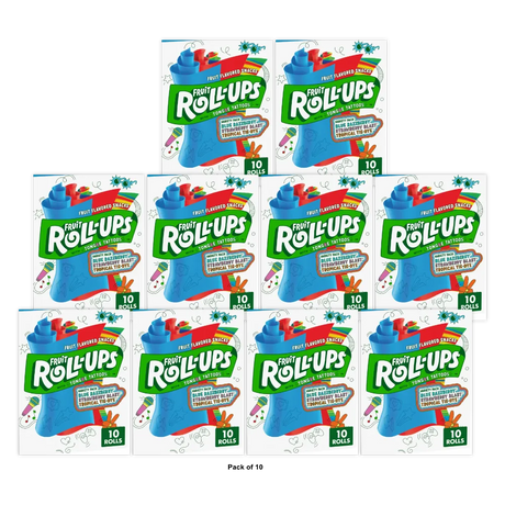 Fruit Roll-Ups Fruit Flavored Snacks, Variety Pack Strawberry, Tropical Tie Dye (Pack of 10)
