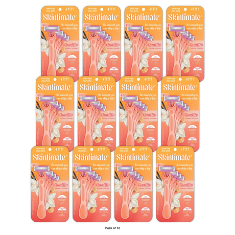 Skintimate Warm Vanilla Sugar Disposable Razor for Women, Gently Exfoliates, Fou (Pack of 12)