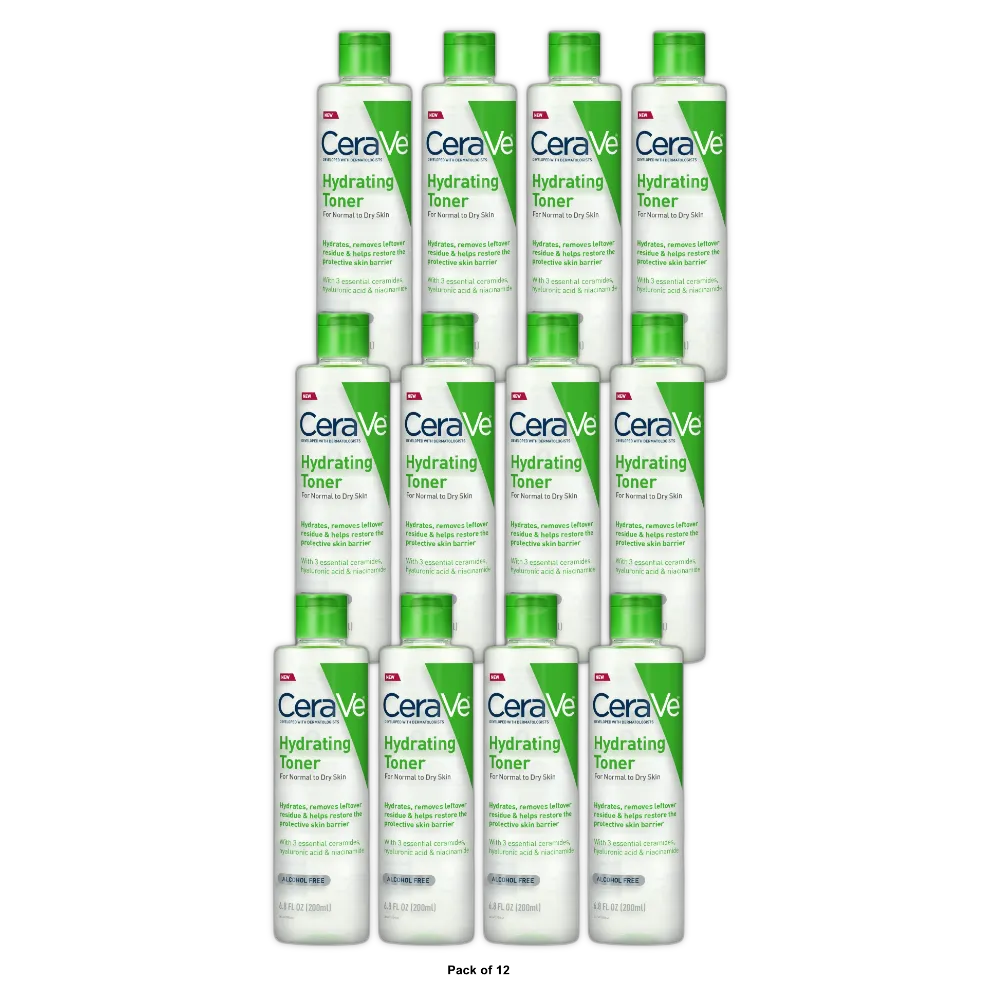 Cerave Hydrating Facial Toner, Alcohol Free Toner For Normal To Dry Skin 6.8 Fl Oz (Pack Of 12)