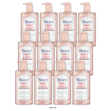 Biore Daily Purifying Cleanser, Oil Free Face Wash, Dermatologist Tested Rose Qu 6.77 oz (Pack of 12)