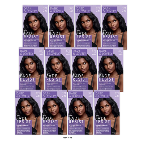 Dark and Lovely Fade Resist Permanent Hair Color - 371 Jet Black (Pack of 12)