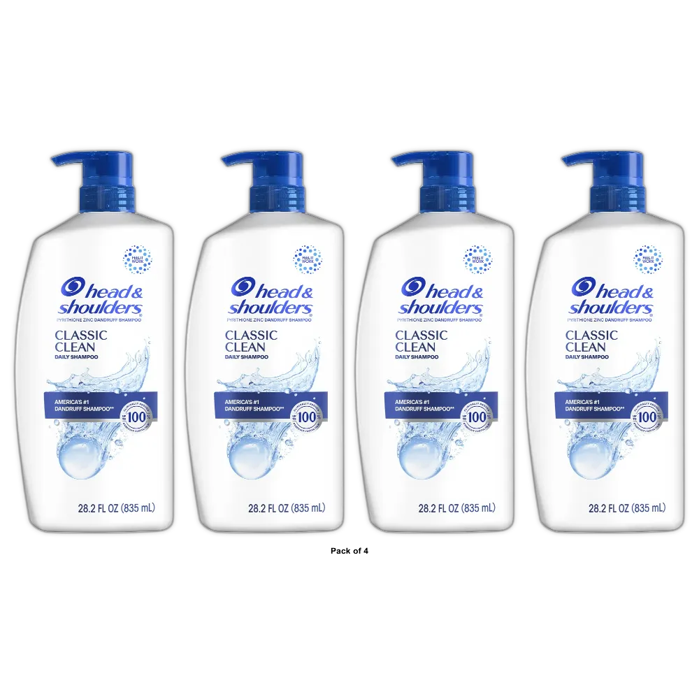 Head & Shoulders Dandruff Shampoo, Anti-Dandruff Treatment, Classic Clean for Da (Pack of 4)