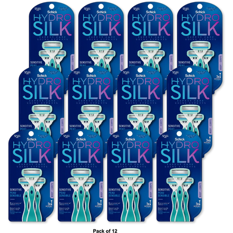 Schick Hydro Silk Disposable Razors for Women with Moisturizing Serum 2.56oz (Pack of 12)