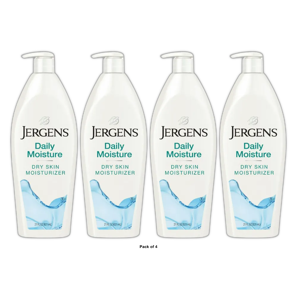 Jergens Daily Moisture Body Lotion with Hydralucence Blend Dry Skin Moisturizer 21 oz(Pack of 4)