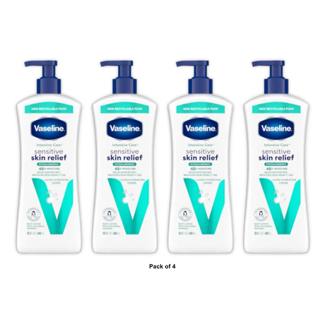 Vaseline Intensive Care Body Lotion Sensitive Skin Relief for Women Dry Skin 20 (Pack of 4)