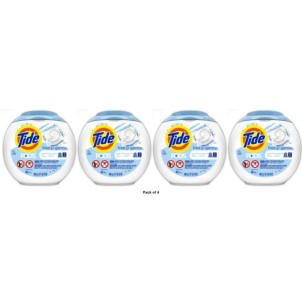Tide Pods Laundry Detergent Soap Packs Free And Gentle 2.65 Oz (Pack Of 4)
