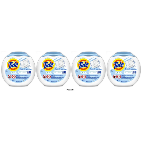 Tide Pods Laundry Detergent Soap Packs Free And Gentle 2.65 Oz (Pack Of 4)