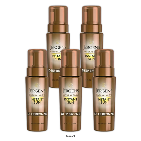 Jergens Natural Glow Instant Moisturizing Self Tanner Tanning Foam - Deep Bronze 6 OZ (Pack of 5)