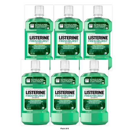 Listerine Antiseptic Mouthwash, Fresh Burst, 500 Ml (Pack Of 6)