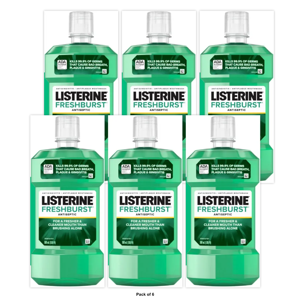 Listerine Antiseptic Mouthwash, Freshburst 1.5 Liter 51.2 oz (Pack of 6)
