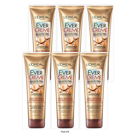 L Oreal EverCreme Deep Nourish Moisturizing Sulfate Free Conditioner for Dry Ha 8.5 fl oz(Pack of 6)