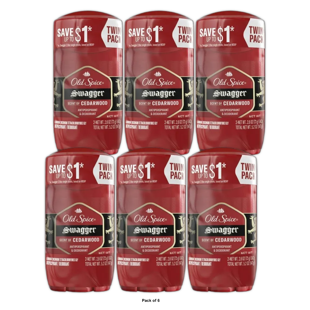 Old Spice Red Collection Swagger Invisible Solid Antiperspirant &amp; Deodorant for 5.2 oz (Pack of 6)