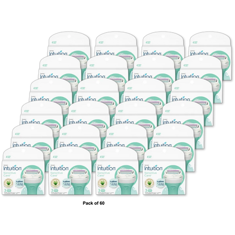 Schick Intuition 4 Blade Sensitive Care Womens Razor Cartridge Refills 5.28oz (Pack of 60)