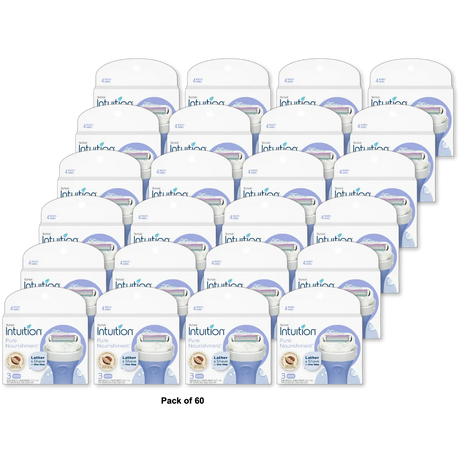 Schick Intuition Pure Nourishment Razor Refills Coconut Milk And Almond Oil3 Ea 0.64oz (Pack of 60)