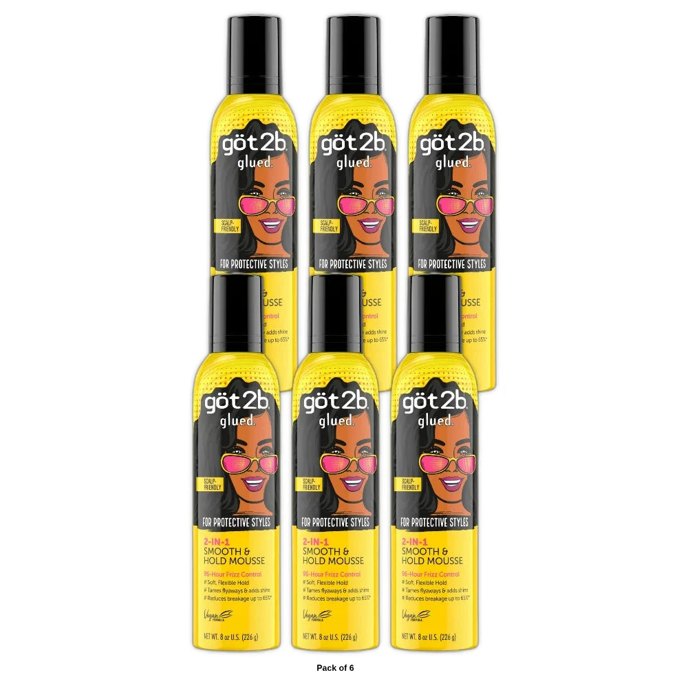 Got2b Glued Smooth & Hold Mousse 8 Oz (Pack of 6)