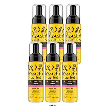 Got2b Curled Flexible Curl Foam for type 2-3 curls wavy & curly hair f (Pack of 6) 6.7 Oz