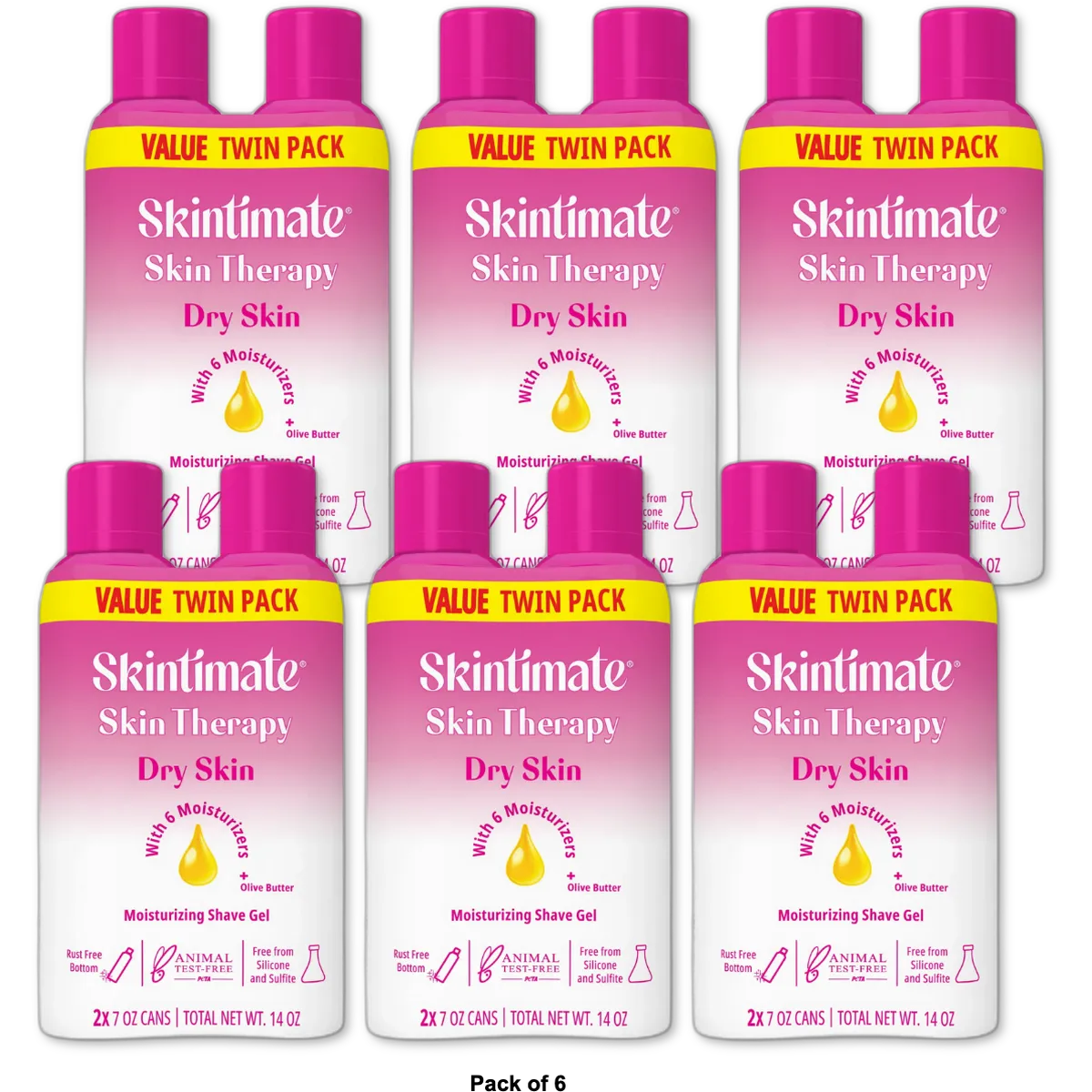 Skintimate Skin Therapy Dry Skin Women's Shave Gel Pack Of 2 7Oz (Pack of 6)