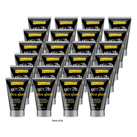 Got2b Ultra Glued Invincible Styling Hair Gel Trial & Travel Size (Pack of 24) 1.25 Oz