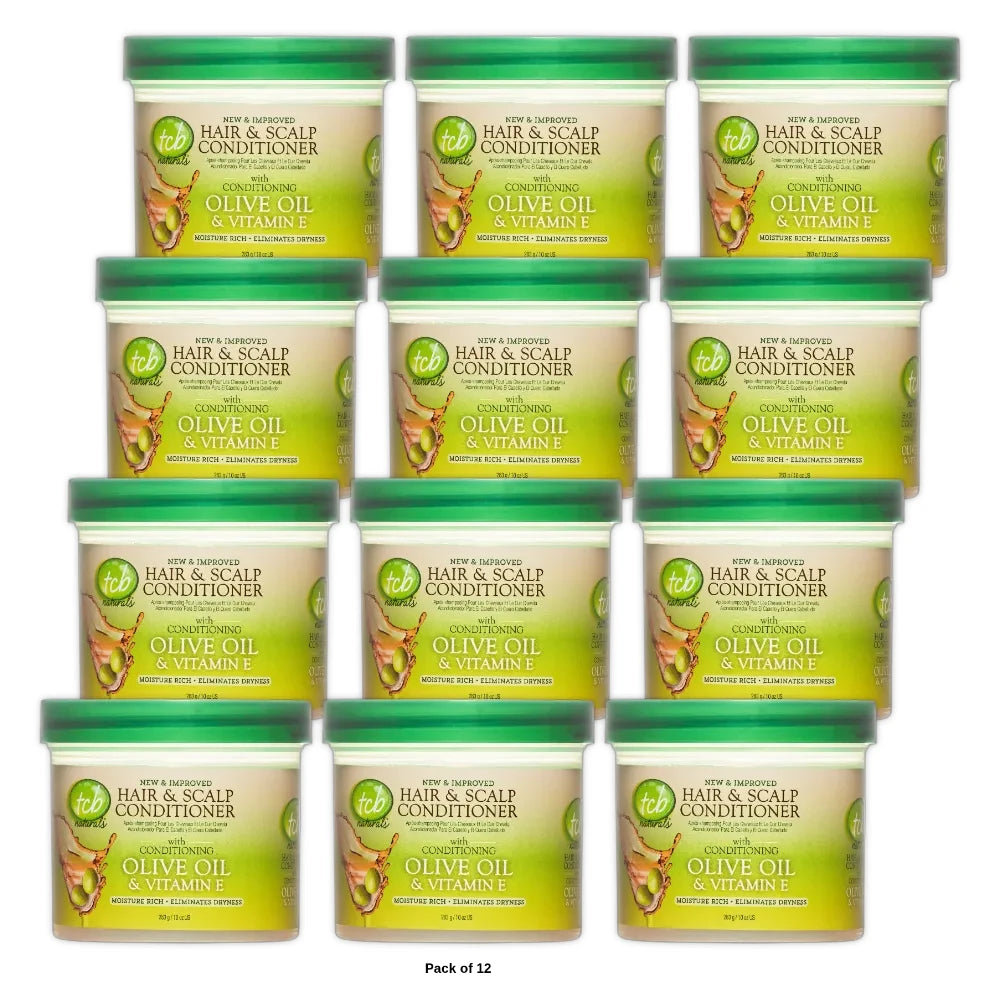 TCB Naturals Conditioner Hair & Scalp Olive Oil & Vitamin-E Jar Dry Hair (Pack of 12) 10 Oz