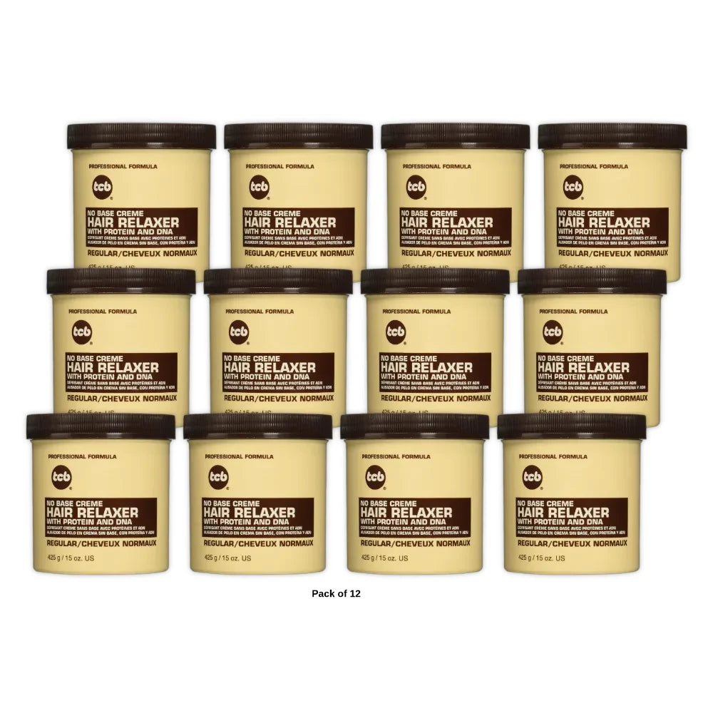 TCB No Base Creme Hair Relaxer Regular (Pack of 12) 15 Oz