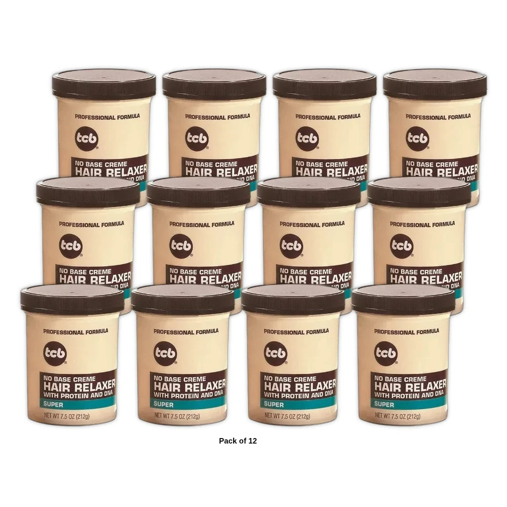 TCB No Base Hair Relaxer Creme Super (Pack of 12) 7.5 Oz