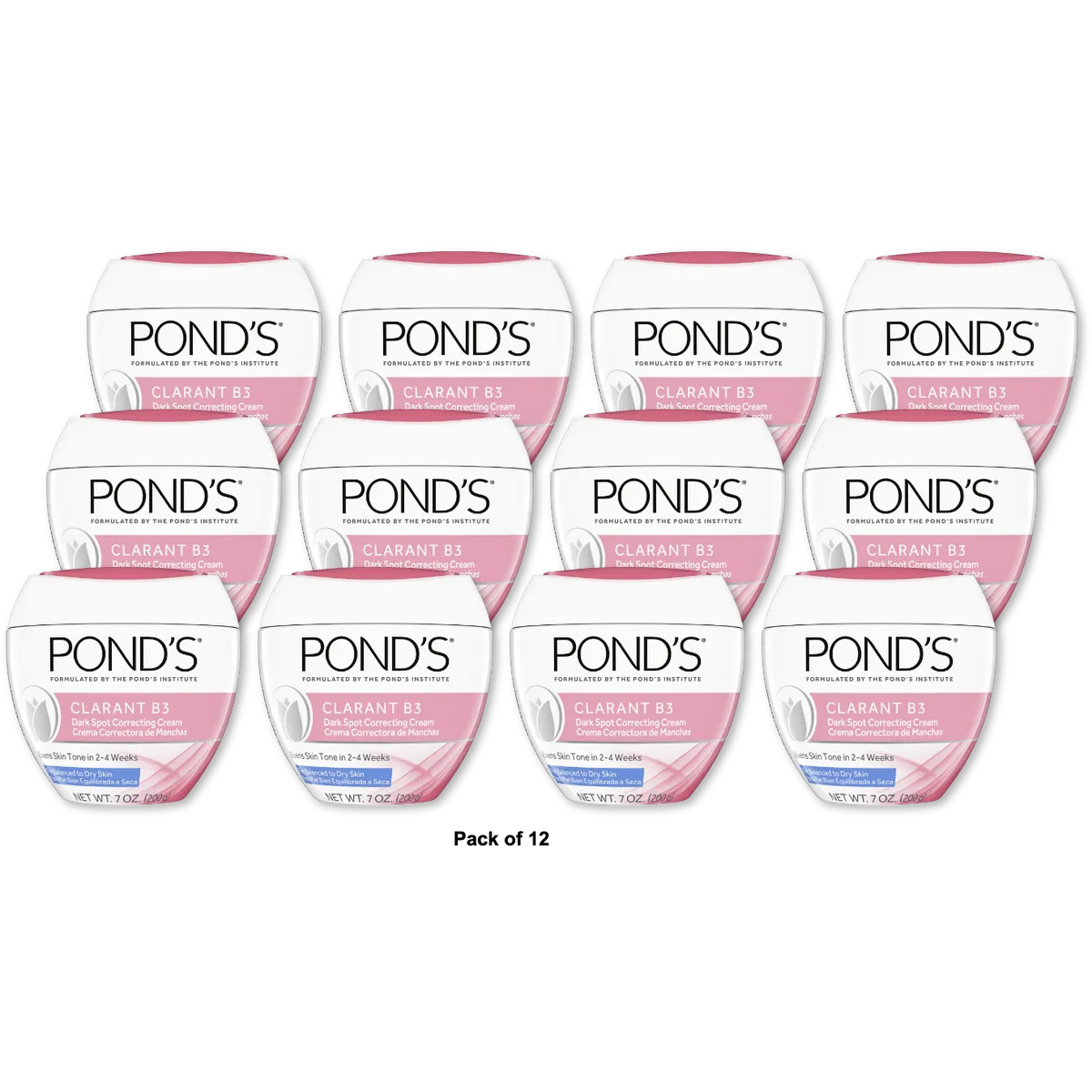 Ponds Clarant B3 Anti-Dark Spots Moisturizer Face Cream For Normal To Dry Skin 7Oz (Pack of 12)